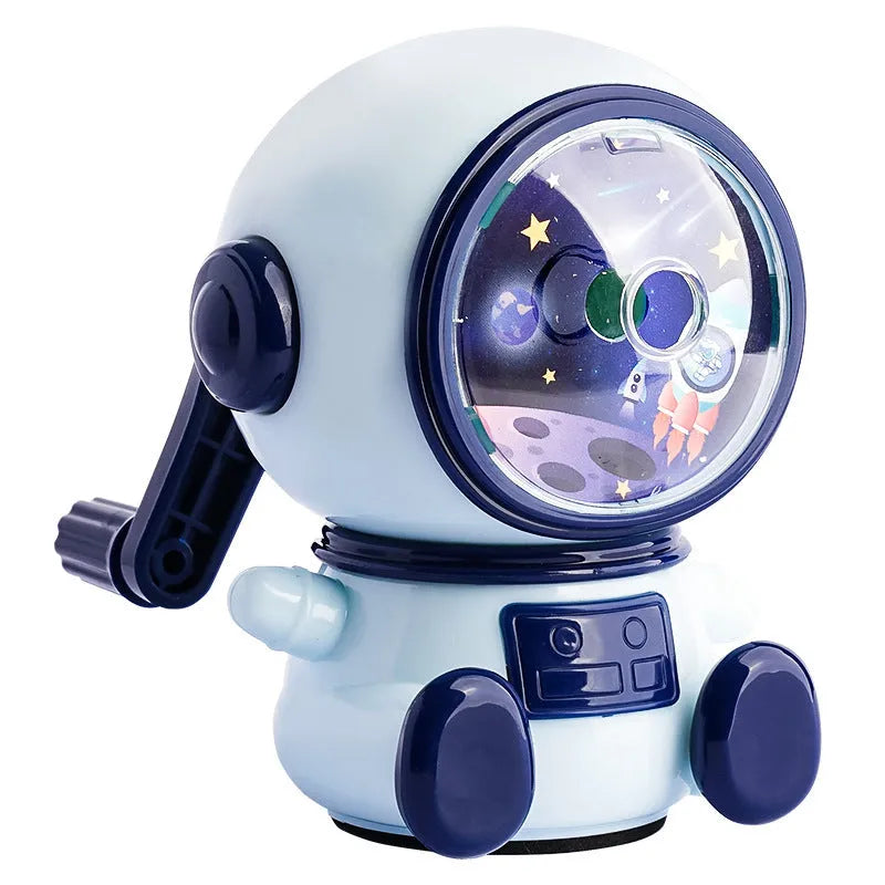 Children's astronaut cartoon manual pencil sharpener in blue or pink colour options