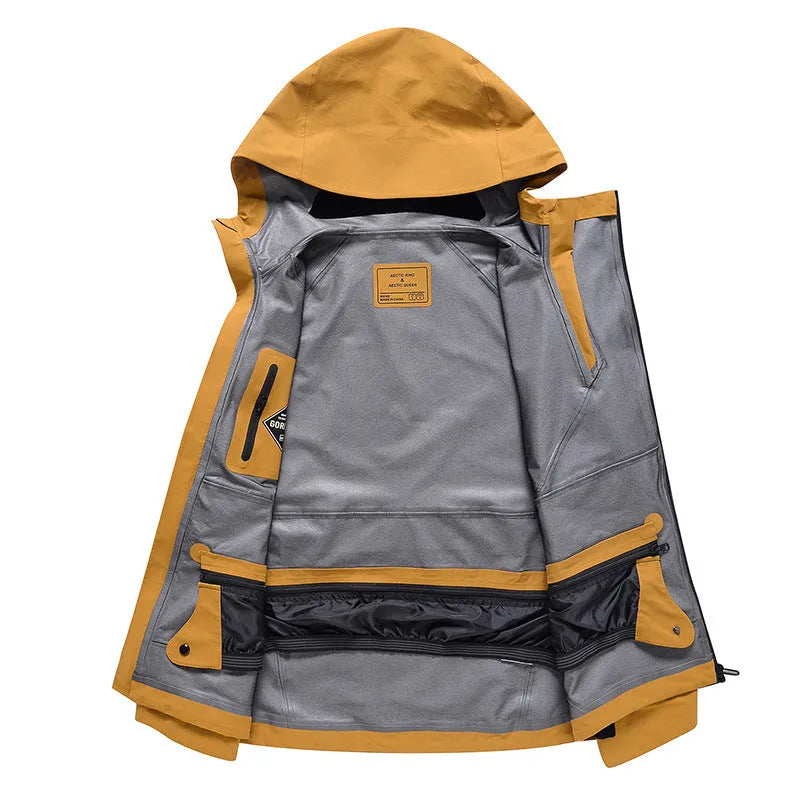 Yellow and black thin ski suit for men and women with windproof waterproof construction
