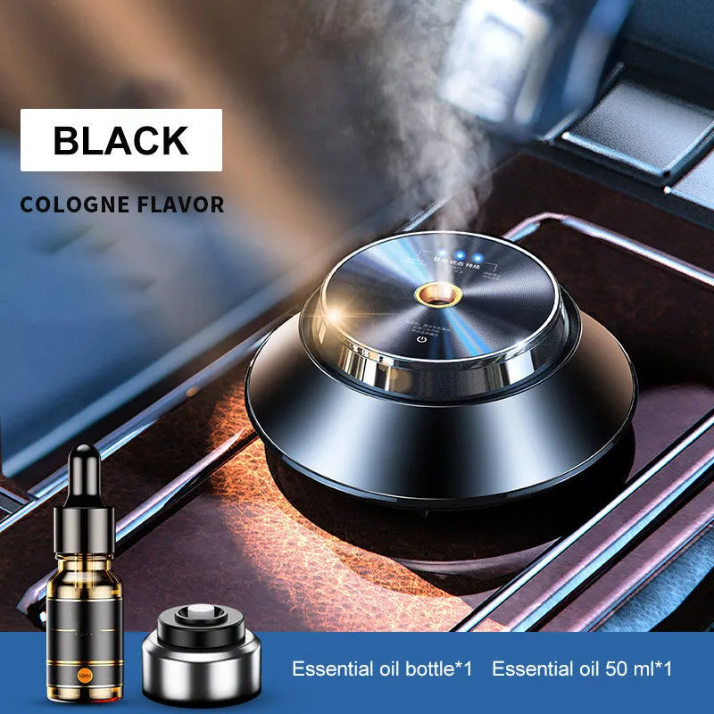 Black metal USB car aromatherapy diffuser with butterfly design and 50ml essential oil bottle