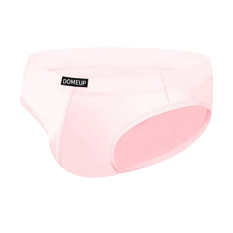 Men's solid colour seamless low-waist briefs in black, shown flat.