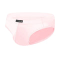 Men's solid colour seamless low-waist briefs in black, shown flat.