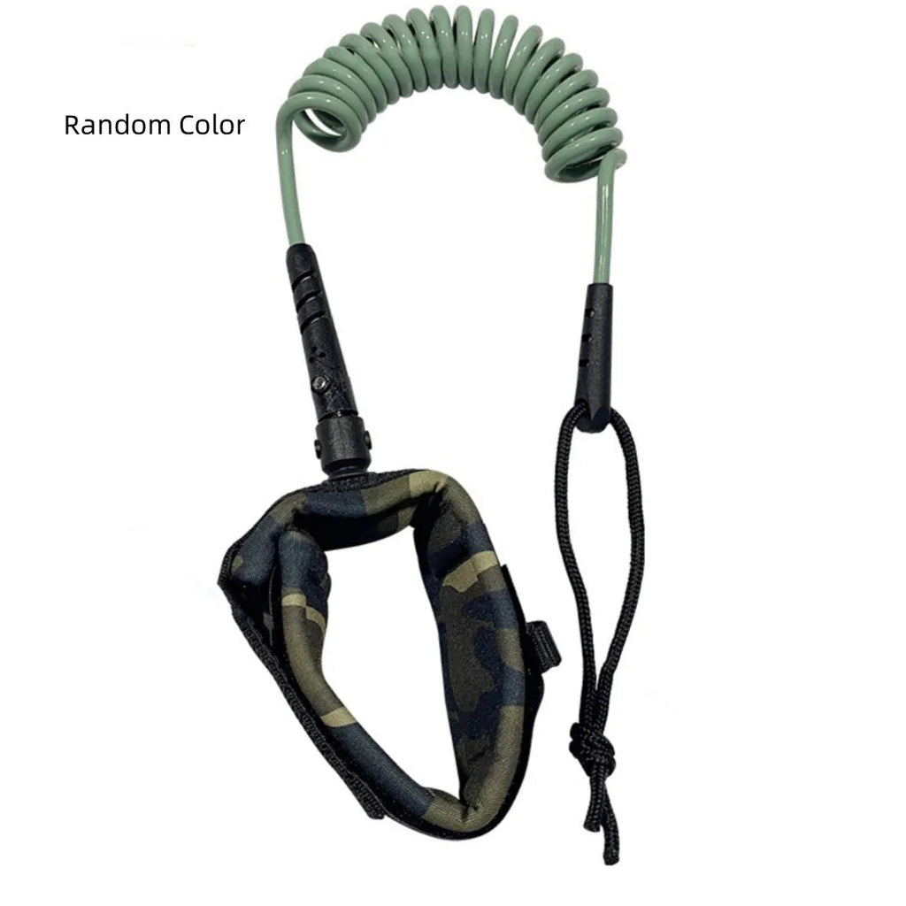 A single coil of coloured surfboard leash rope with high elasticity, rated for 50kg maximum tension.