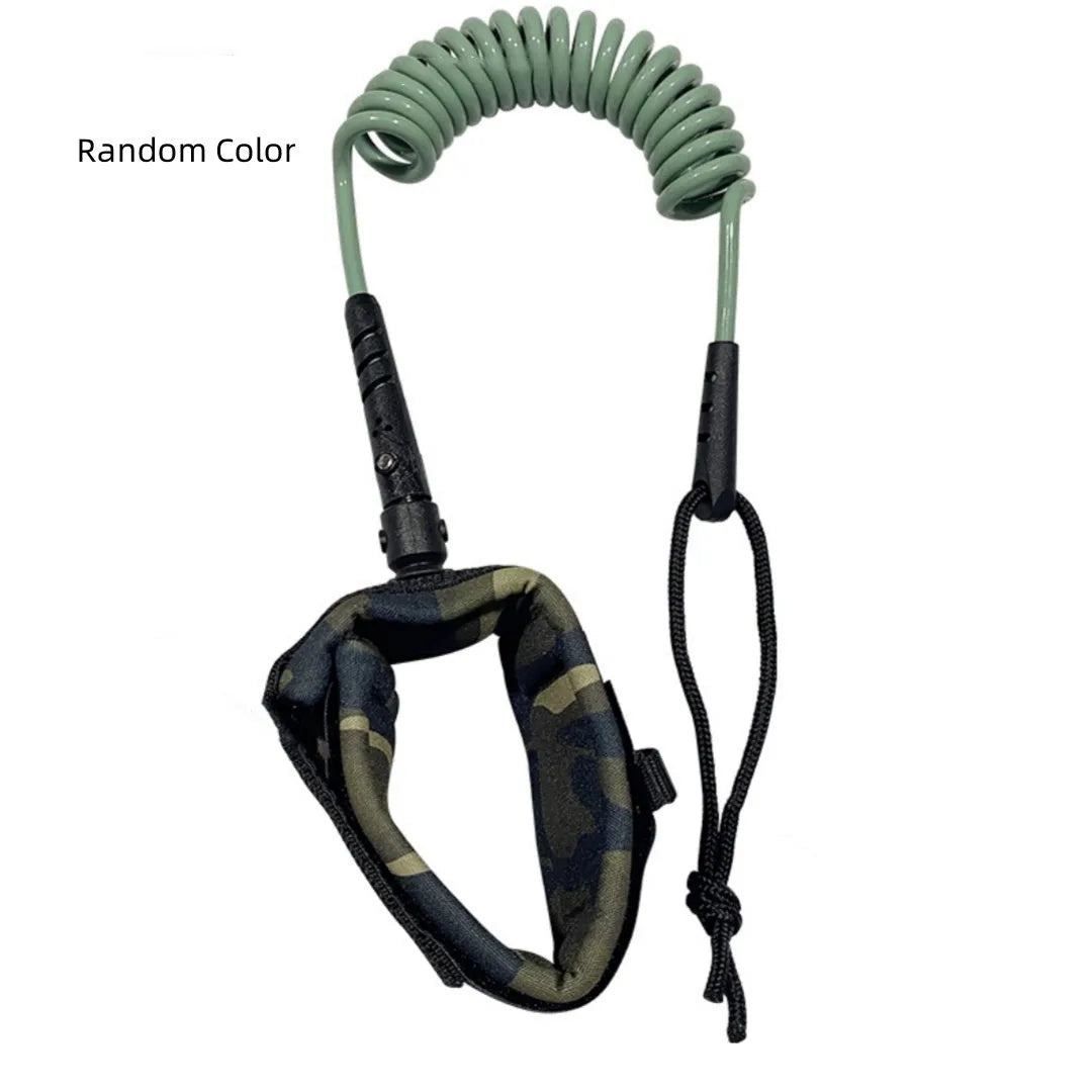 A single coil of coloured surfboard leash rope with high elasticity, rated for 50kg maximum tension.