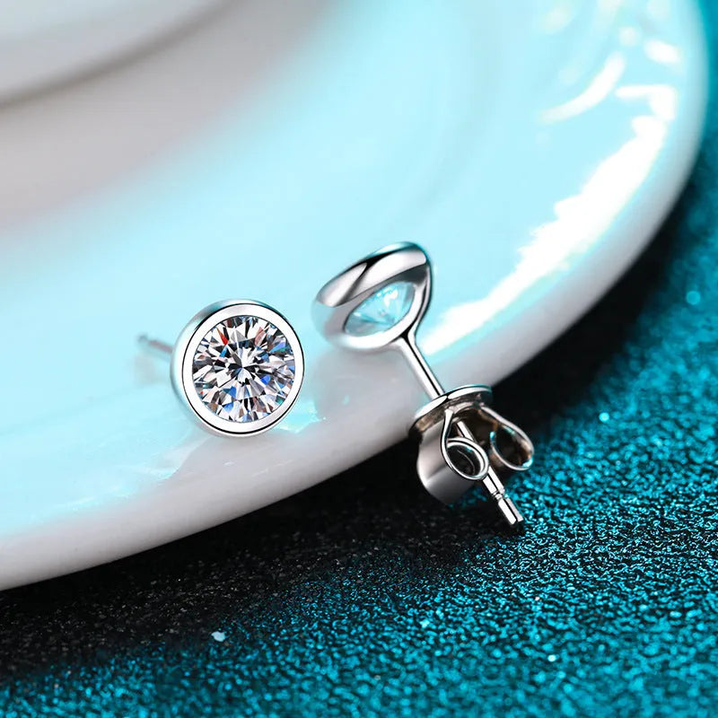 925 silver Pt950 gold plated women's earrings with geometric shapes and moissanite or zircon stone options