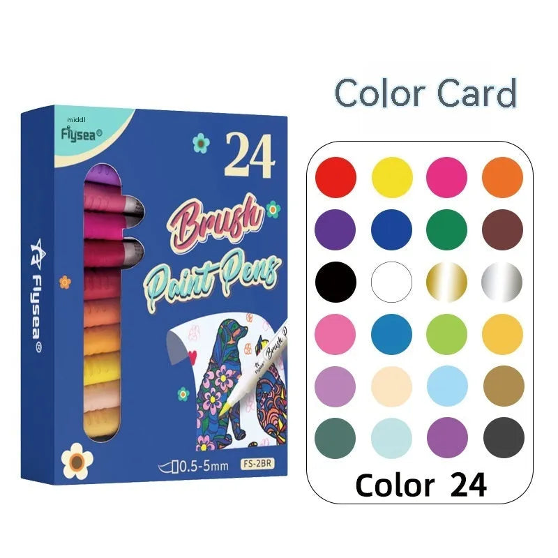 Set of soft-head gouache marker pens in a case, suitable for hand lettering and greeting card art.