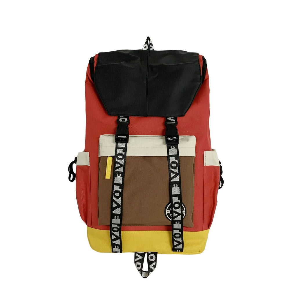 Oxford cloth backpack showing three carrying methods: handheld, shoulder, and backpack style