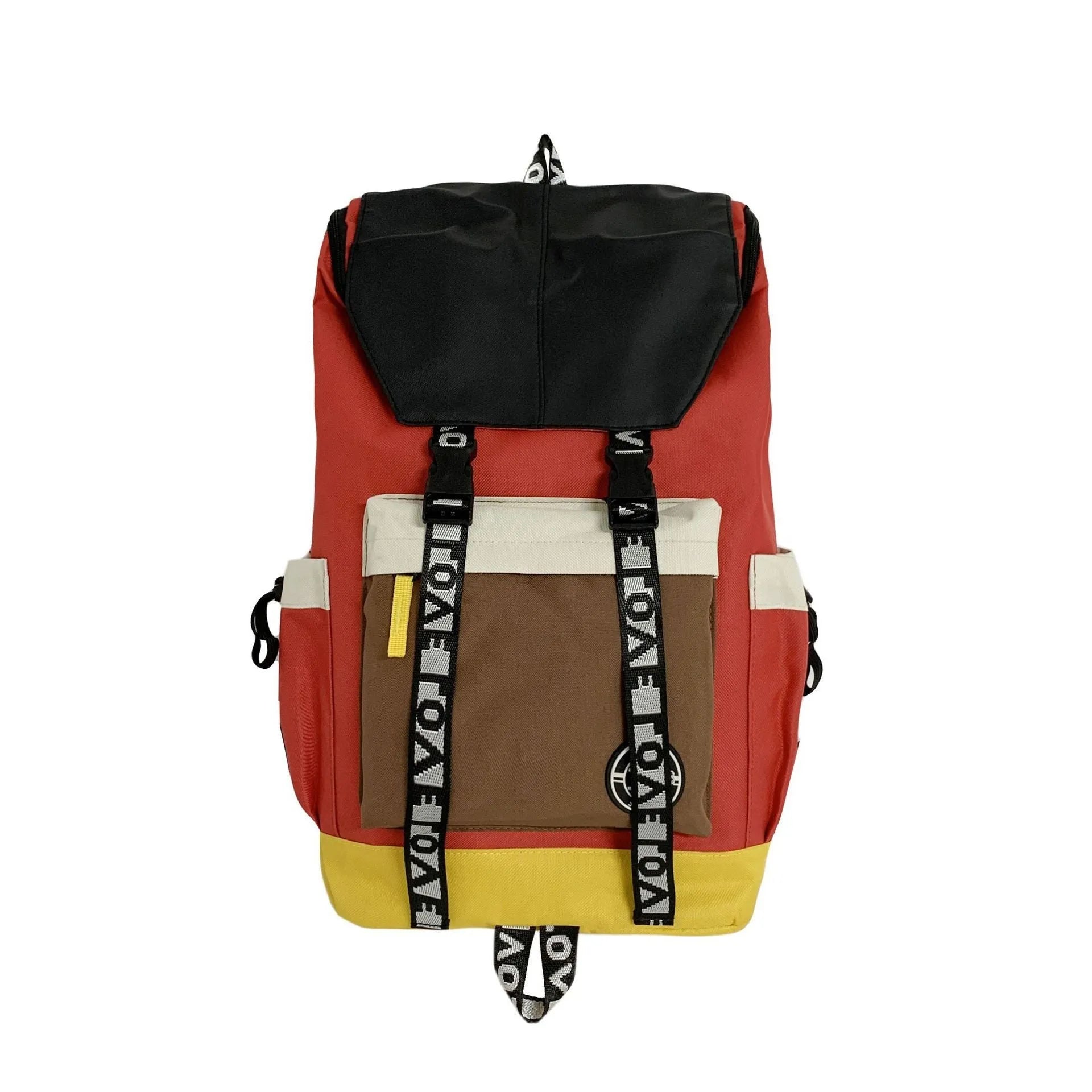 Oxford cloth backpack showing three carrying methods: handheld, shoulder, and backpack style