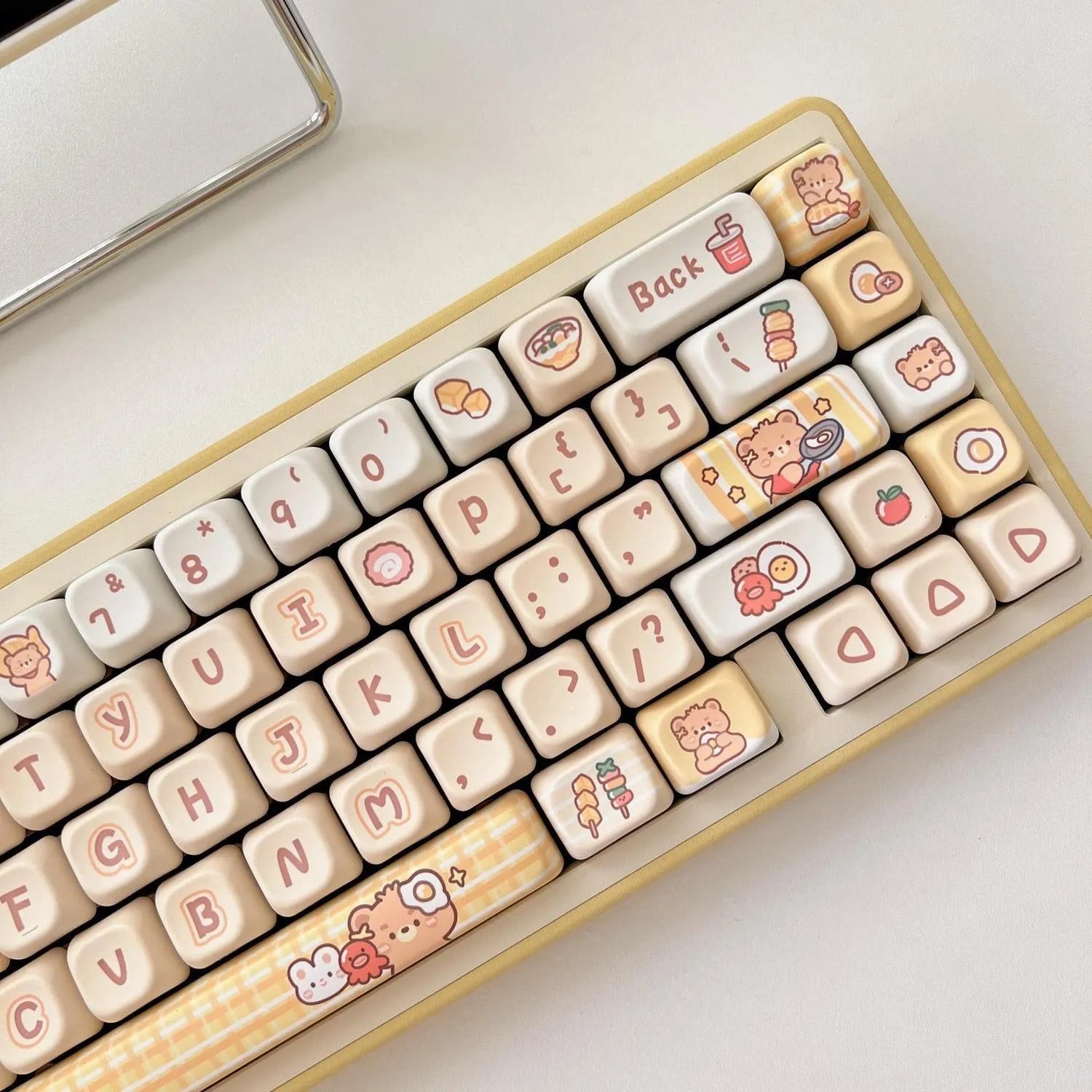 EOA height rabbit bear restaurant themed PBT keycap set with 140 pieces for mechanical keyboard customisation