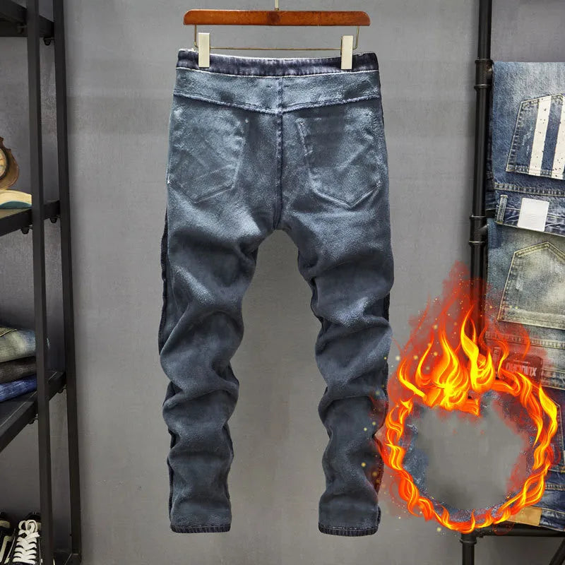 Men's slim-fitting skinny jeans in dark blue and light blue colours with micro-elastic denim fabric