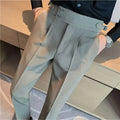 Men's polyester straight leg formal suit trousers in black, gray, and green – S10 series