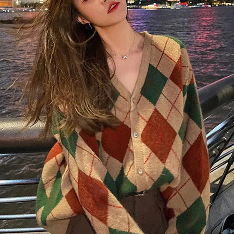 Acrylic knitted casual cardigan coat in macaron colours with regular sleeves