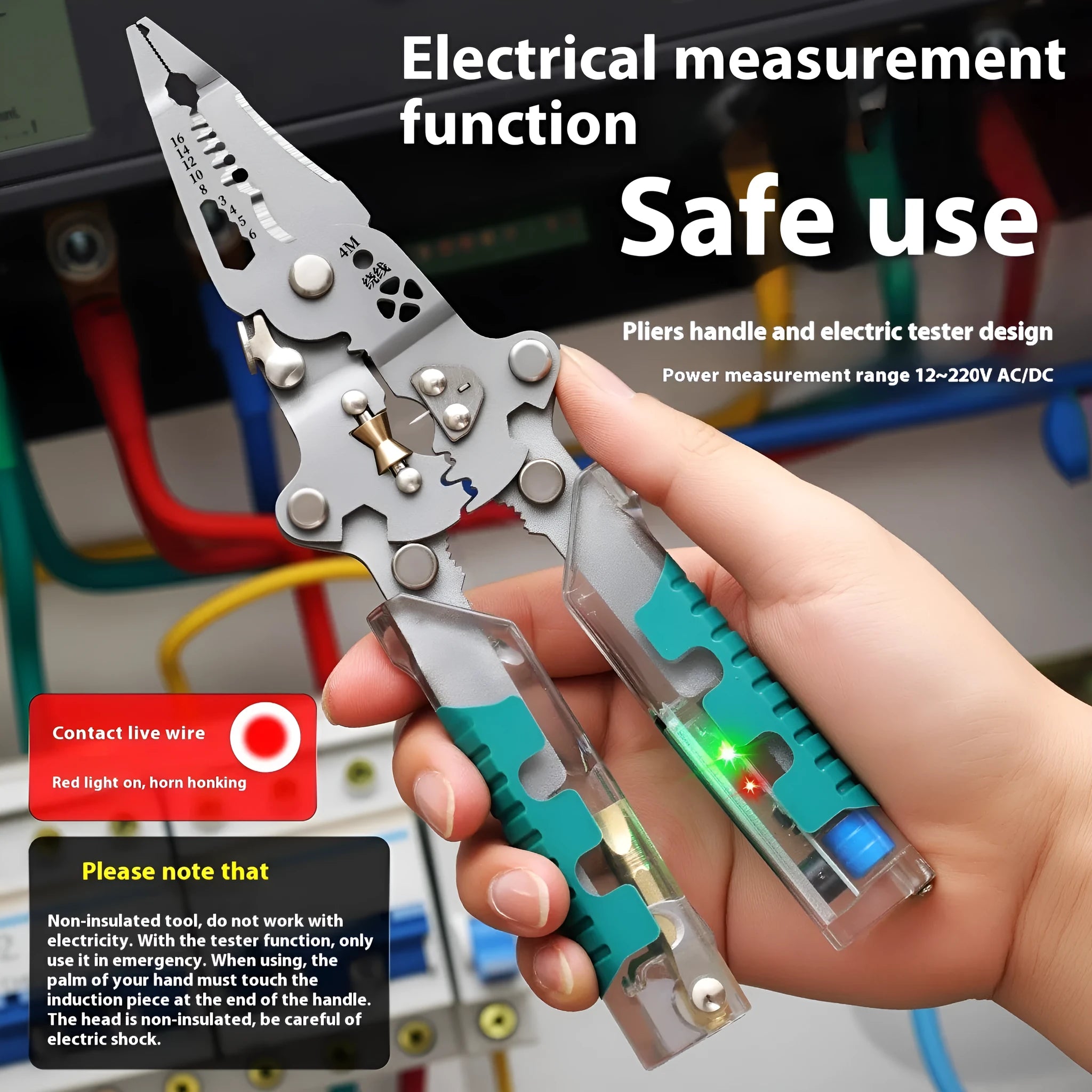 Thickened multi-functional electric pointed pliers wire stripper with rust prevention, 8.8 inch length