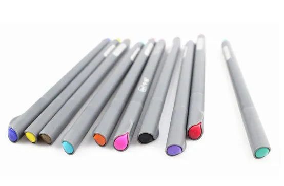 Pack of 10 hook line pens with 0.38mm tips for technical drawing and architectural drafting