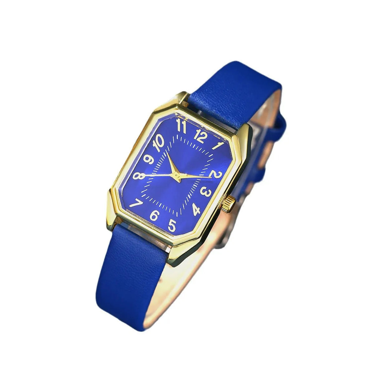Leather women's square quartz watch set with rhinestone jewellery necklace earrings ring in white