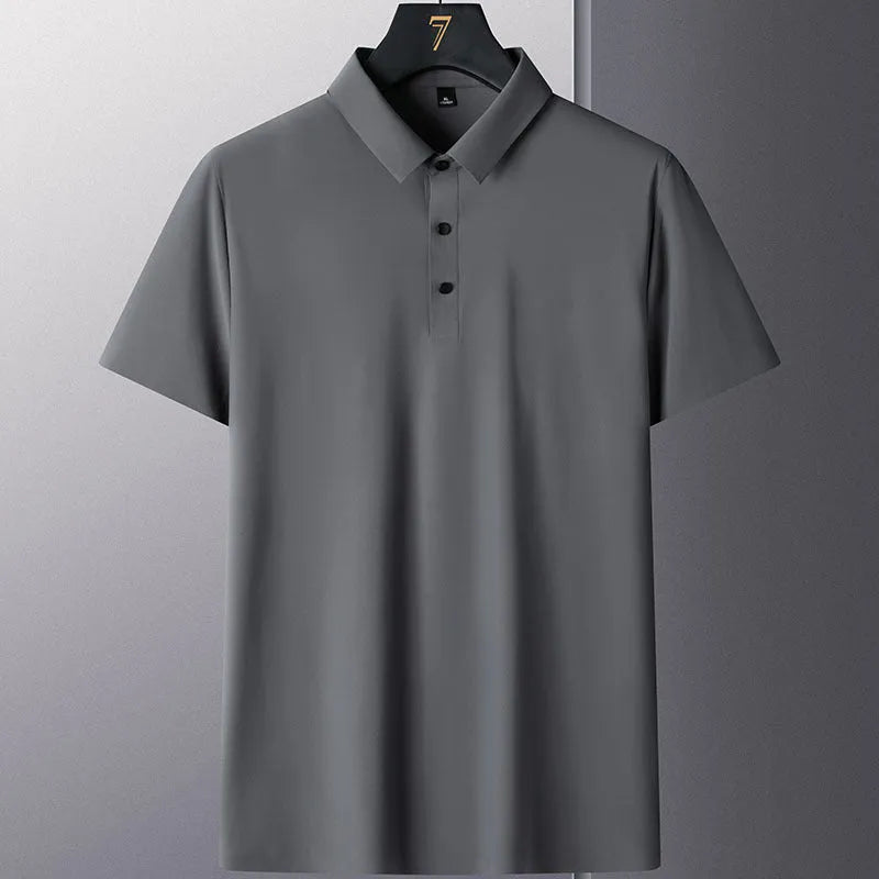 Men's solid colour non-ironing short sleeve business casual shirt in a nylon blend fabric