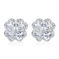 Women's 925 sterling silver heart earrings with four-leaf clover design and white gold colour finish
