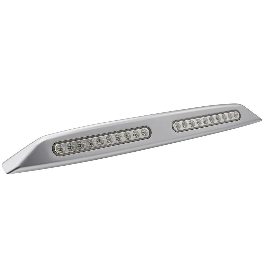 Silver LED roof light 6W 700 lumen for caravan yacht retrofit on a white surface