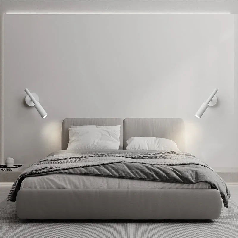Black or white wrought iron wall lamp with three-colour light source for bedroom or living room