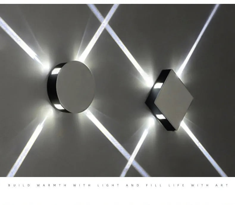 Modern square and round LED aluminium wall light in warm white and cool white options