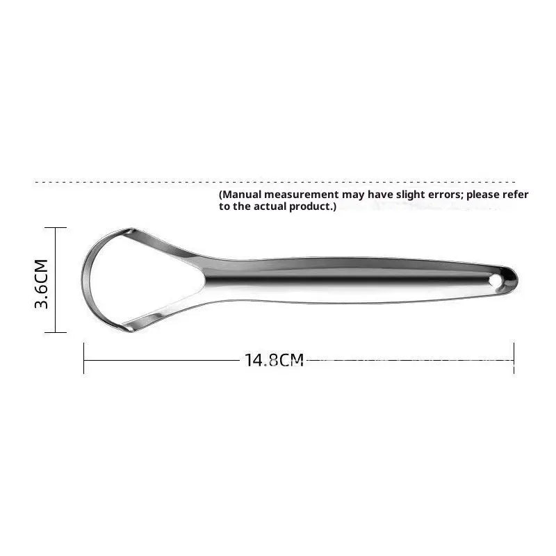 Stainless steel tongue coating cleaner set with U-shaped and spoon type scrapers in pearlescent bag packaging