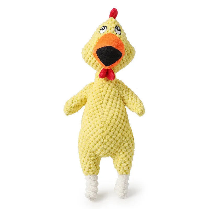 Pineapple velvet squeaking chicken pet toy in green, pink, yellow colours, 35cm length