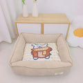A light blue velvet dog nest bed with plush PP cotton filling, shown in a 50x40cm size.