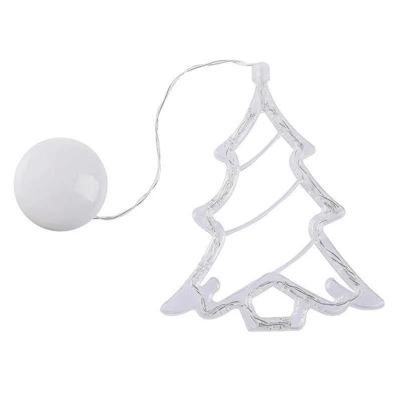 Christmas LED suction cup light featuring a Santa Claus shape on a window, with 10 warm white LED beads