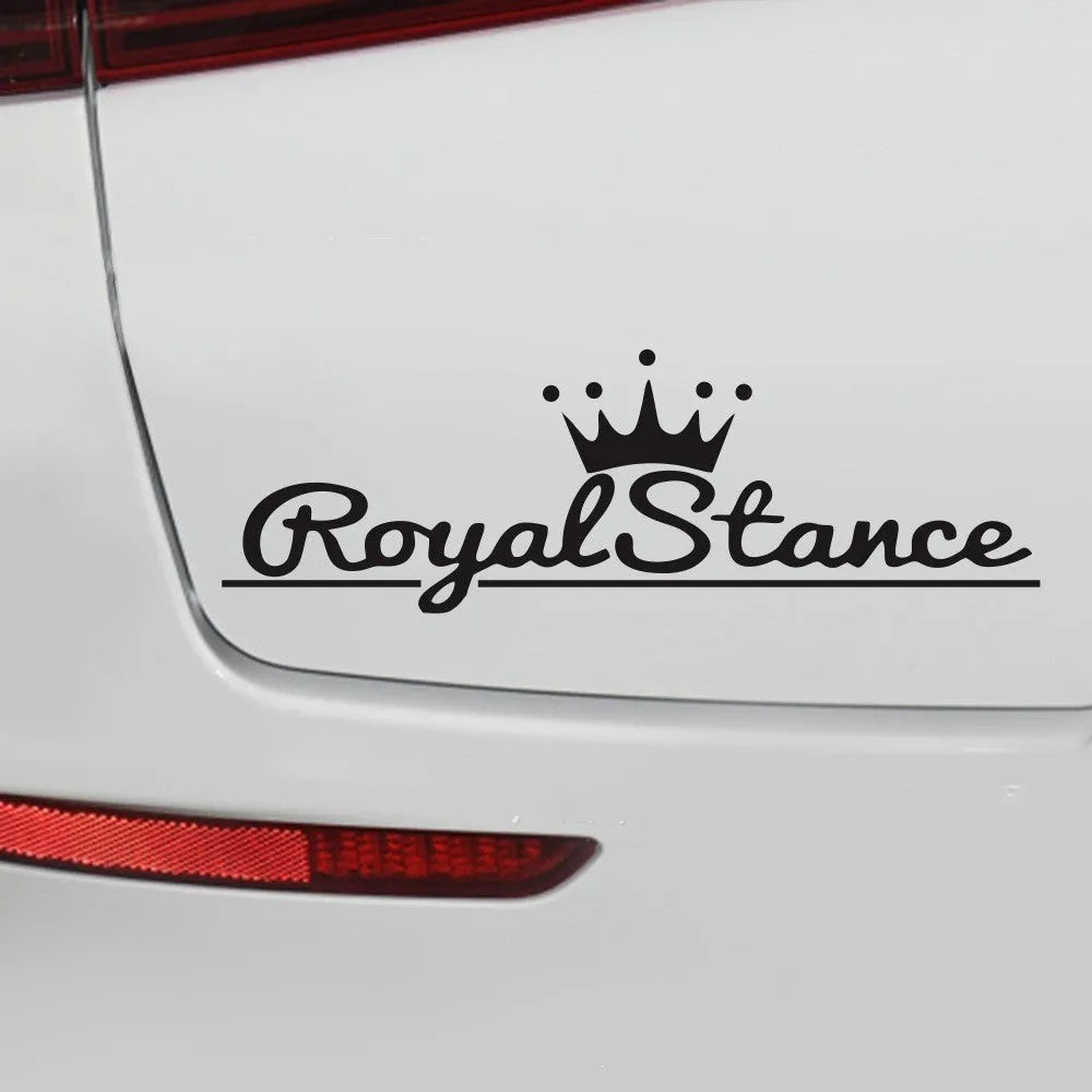 Colourful reflective crown design vinyl sticker for car personalisation, showing black, white and multicolour options.