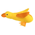 Yellow plush teddy dog toy with squeaker duck sound and treat holes
