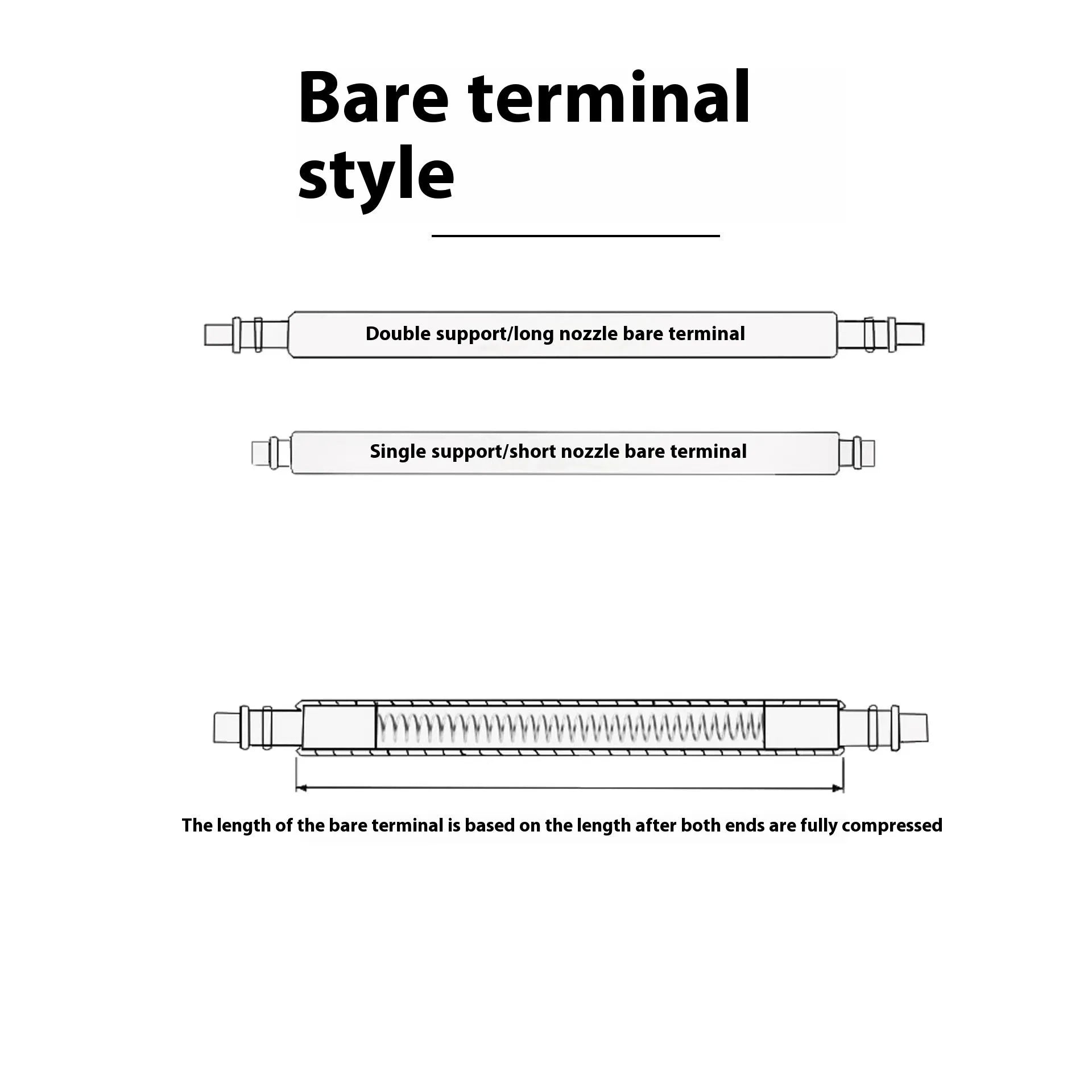 Watch auricular needle spring shaft repair part for bracelets, sizes 21mm to 26mm.