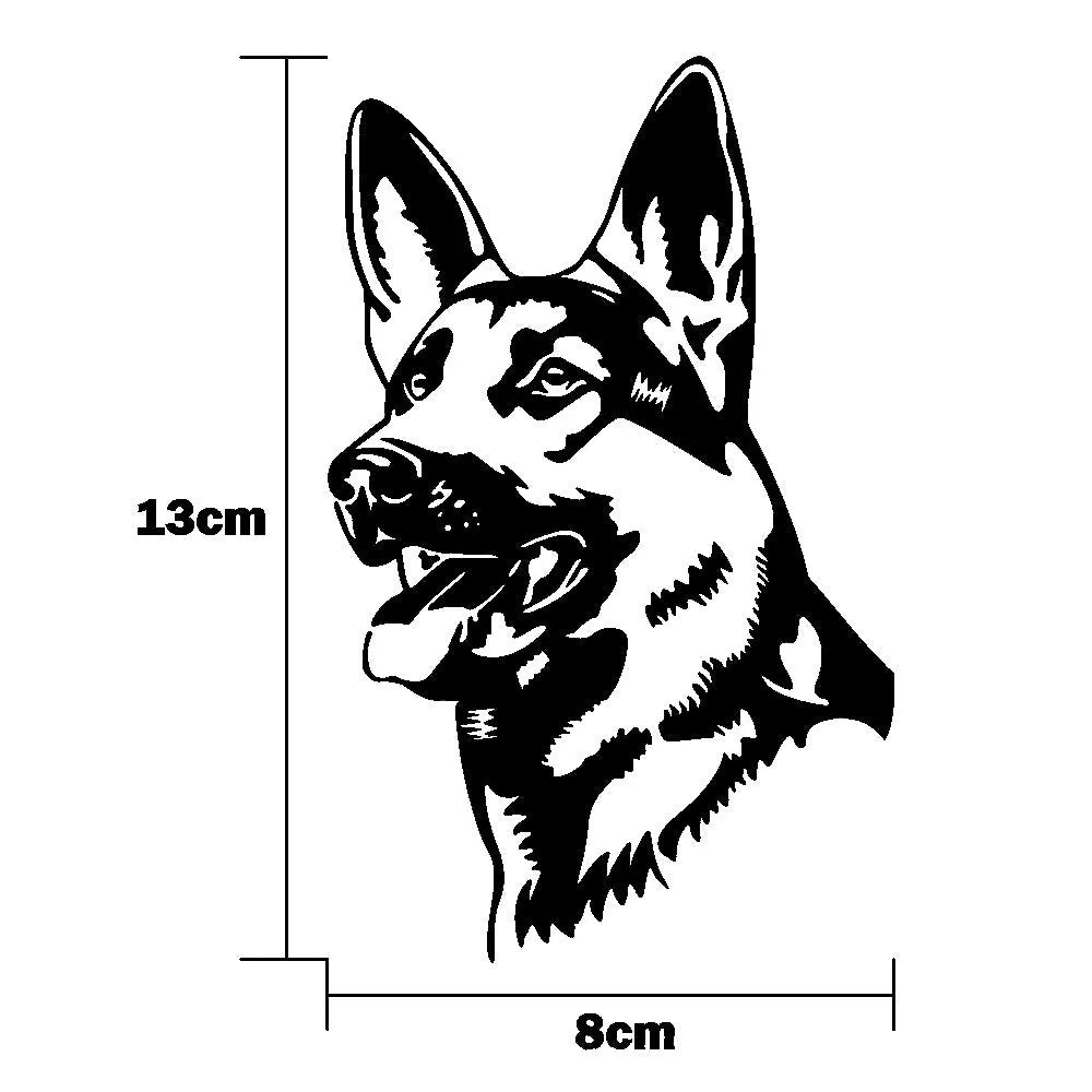 Reflective Alsace Shepherd hunting dog bumper sticker measuring 13x8 cm