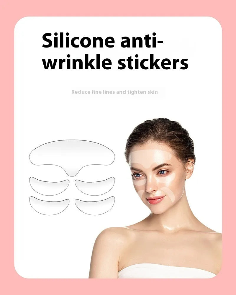 Silicone anti-wrinkle face stickers 5-piece set for facial smoothing