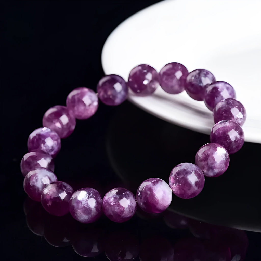 Purple Grandmother Crystal Bracelet with geometric polished beads in Korean-style unisex design