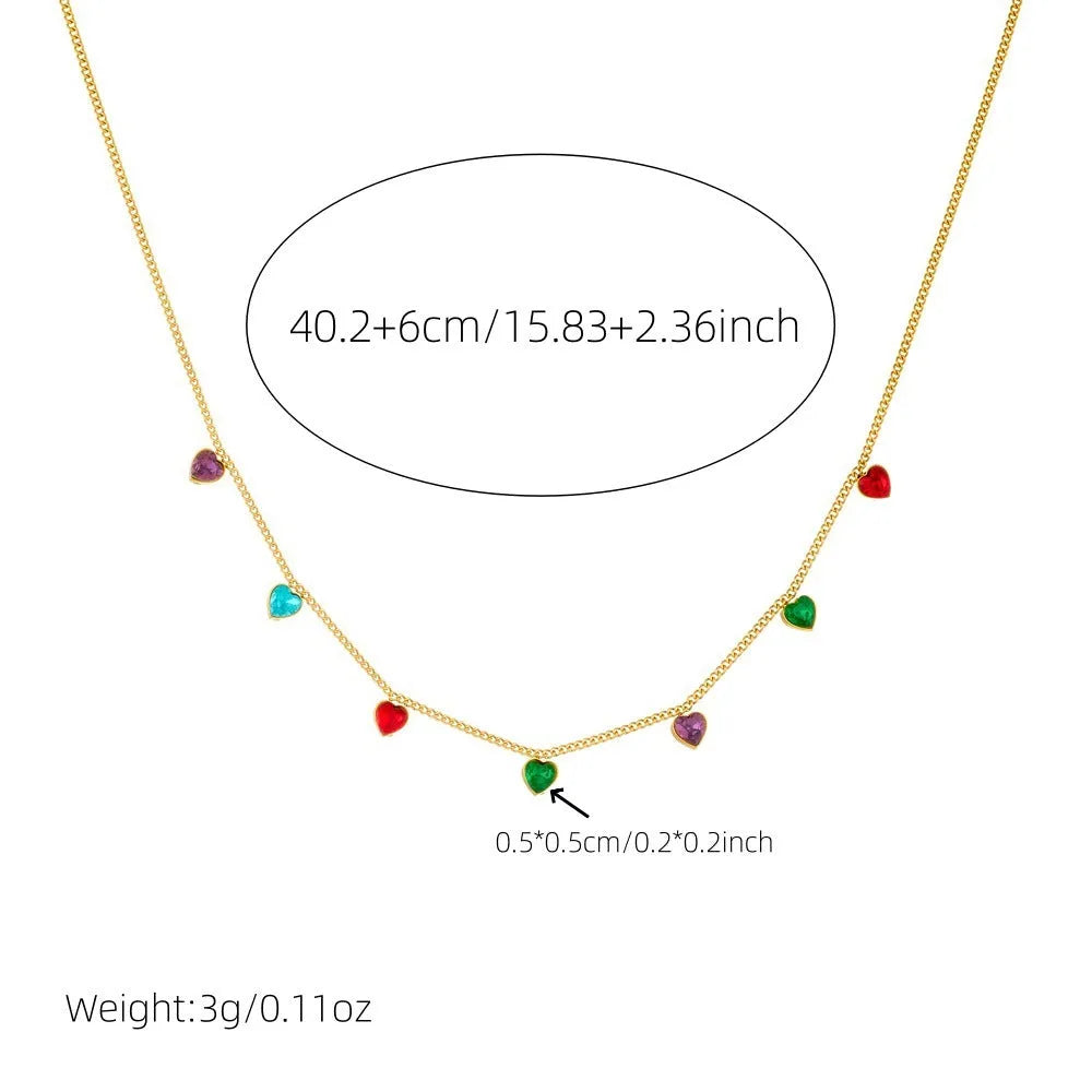 Women's stainless steel gold-plated heart necklace with adjustable chain 41-50cm N3214 colour