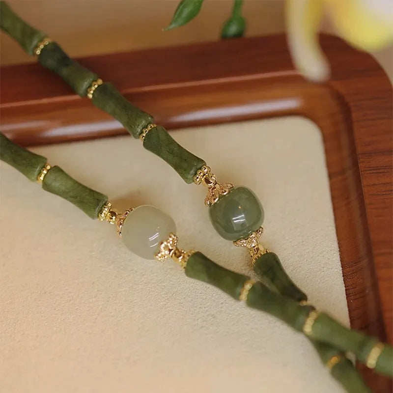 Hetian jade women's bracelet with geometric design and Yuan dynasty smoked style
