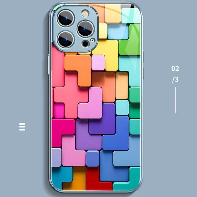 Cartoon geometric pattern silicone back cover case for iPhone with translucent colour options