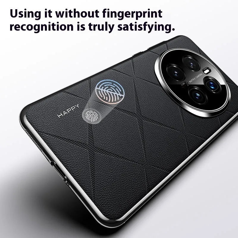 Electroplated plain leather phone case for Glory 300 in black showing all-inclusive drop-resistant cover