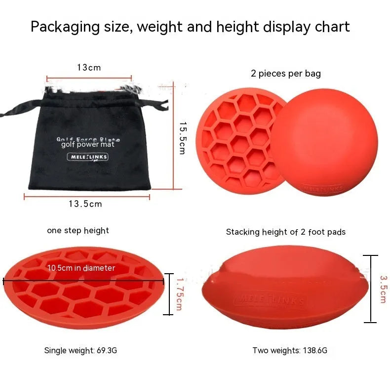 Orange natural rubber golf strength training mat for centre of gravity practice