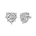 925 silver hollowed heart necklace and ear stud set with platinum pink or white diamond finish