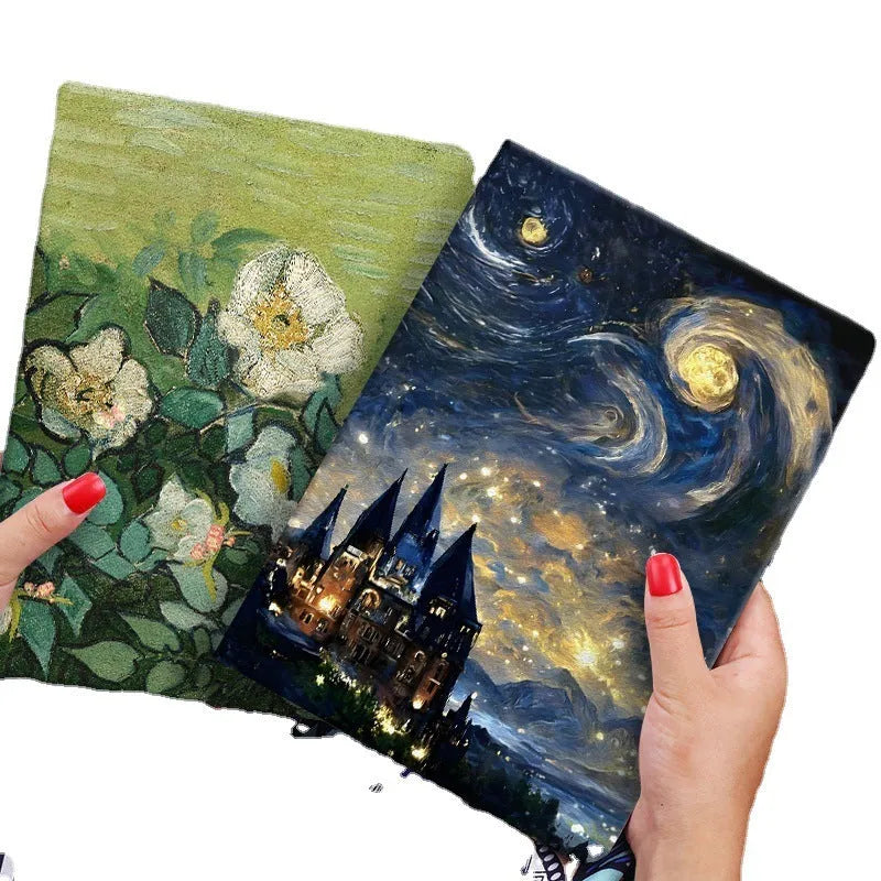 Handmade liquid silicone flip case for iPad 8th Generation in a floral design colour.