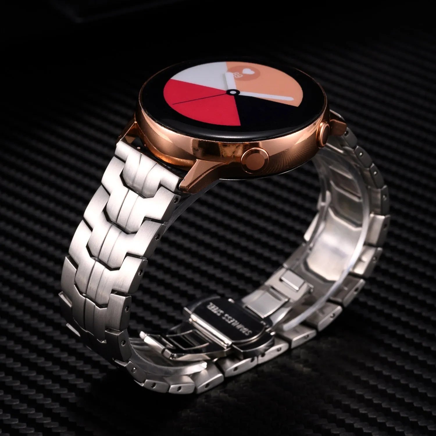 Stainless steel watch band in black and silver for Samsung Watch 7 6 5 with 20mm and 22mm universal fit