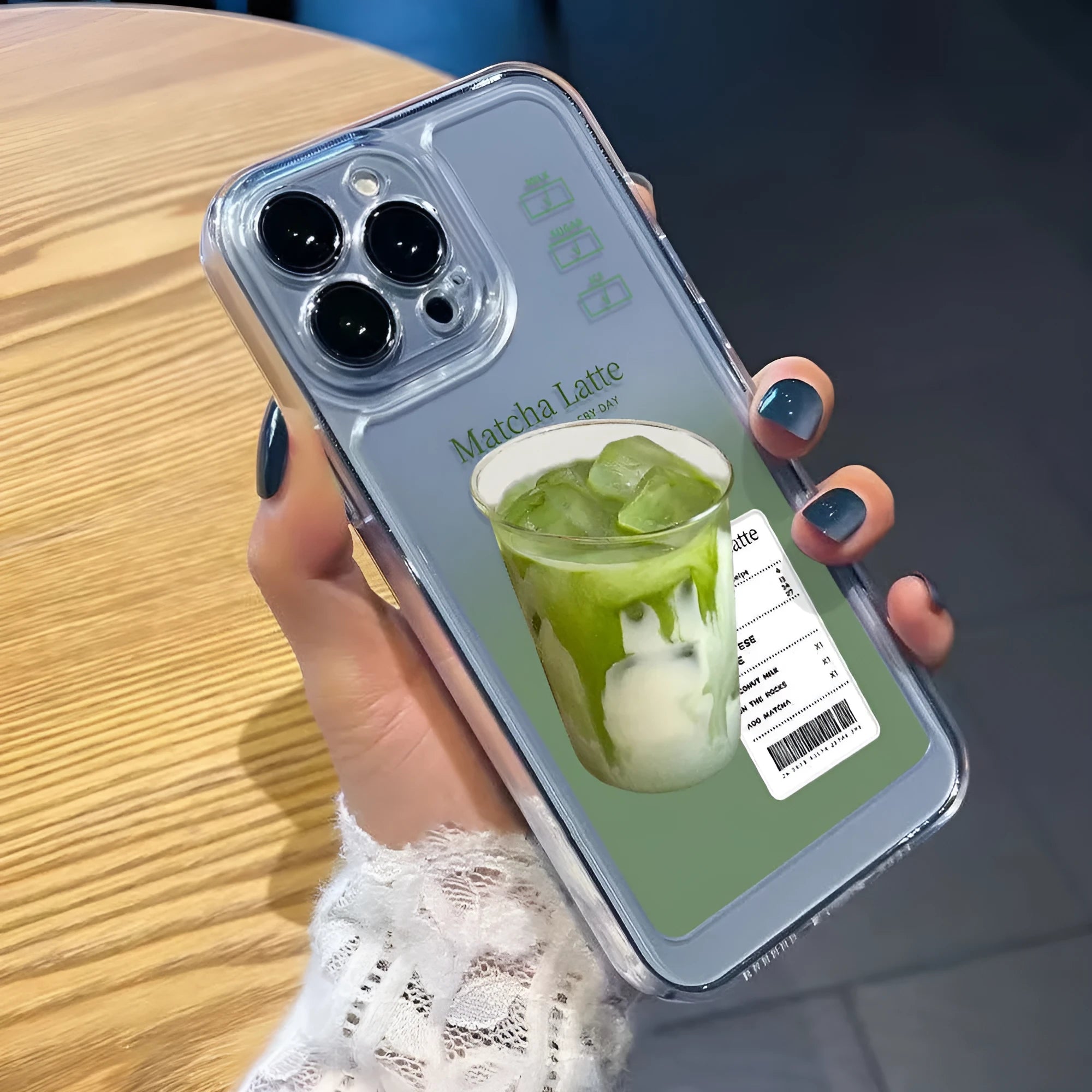 Transparent TPU phone case with Green Tea Latte finish for iPhone