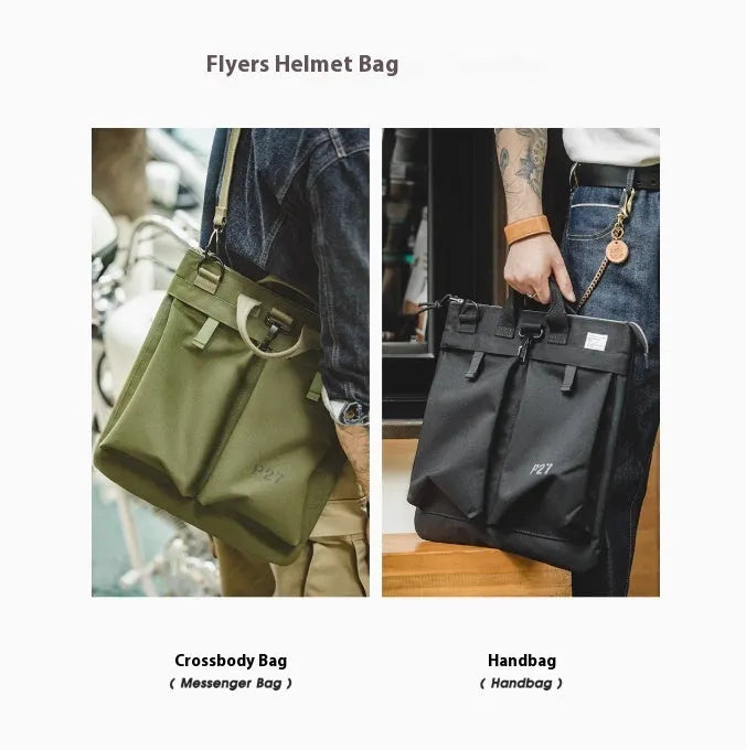 Military green canvas messenger bag with shoulder strap and zip closure showing internal phone pocket