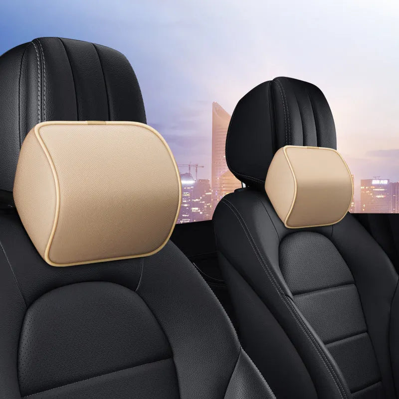 Memory foam car headrest with black red cotton cover and latex filler for business interior use