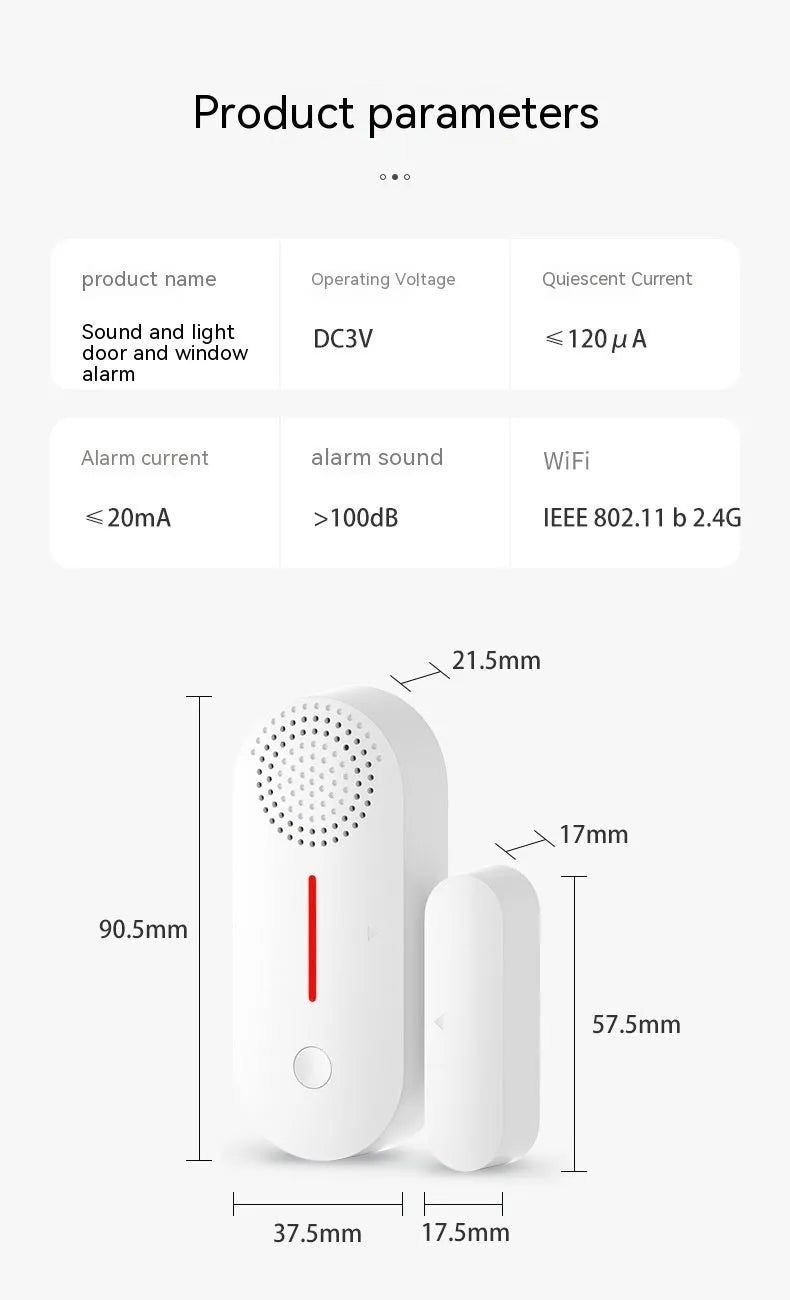 WiFi door magnetic sensor alarm for wireless window and door security