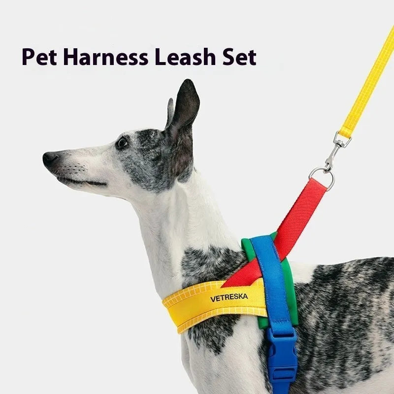 Red polyester dog walking chest strap and traction rope set for small to medium dogs with toilet training focus