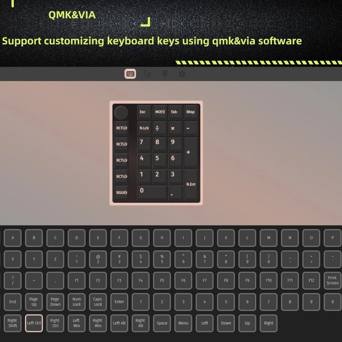 Wireless mechanical numeric keyboard with Bluetooth and 2.4G wireless connectivity in black and white colour options