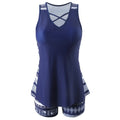 Women's sports hollow conservative split swimsuit in polyester, sleeveless, available in multiple sizes