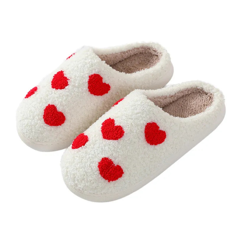 Women's cartoon plush home slippers in Big Love design with round toe and PVC sole