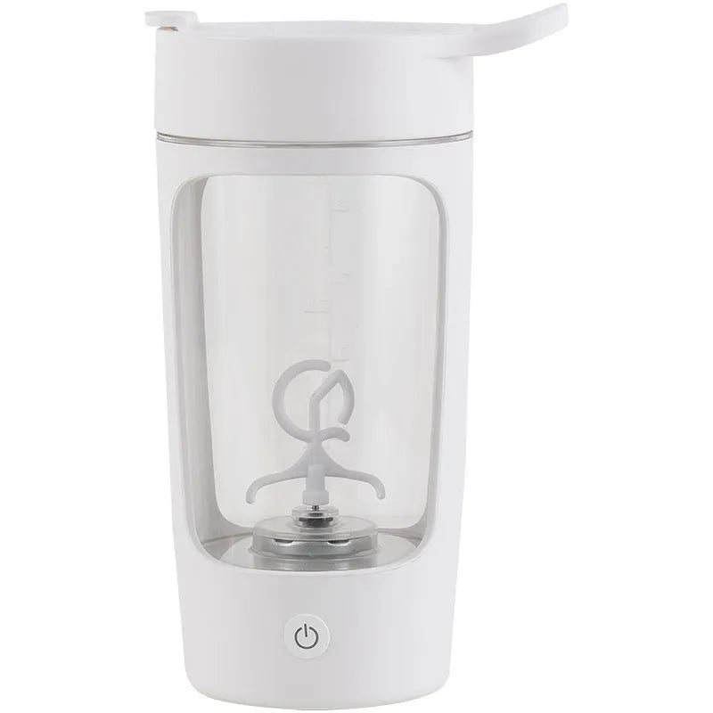 Portable rechargeable blender cup in blue, showing its 650ml capacity and compact design.